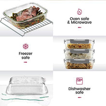 Load image into Gallery viewer, Glass Storage Containers with Hinged Locking Lid BPA Free for Meal Prep/Moving/Freezer/Oven