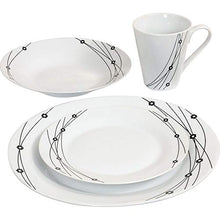 Load image into Gallery viewer, 16PC Dinner Set Bowl Plate Mug Soup Side Porcelain Cup Gift Kitchen Service New (Black Patterns)