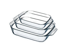 Load image into Gallery viewer, Pyrex 8023510 Set of 3 Borosilicate Glass Oven Plates – Extreme Resistance – Made in France