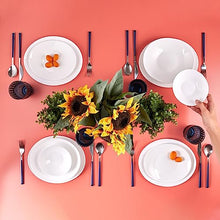 Load image into Gallery viewer, White Pure Glass Dinner Set - 24 Piece Oval Dinnerware Sets for 6 People