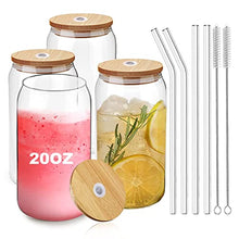 Load image into Gallery viewer, Premium Glass Cup with Bamboo Lids and Glass Straws