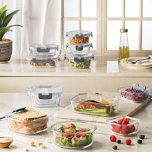 Load image into Gallery viewer, Glass Storage Containers with Hinged Locking Lid BPA Free for Meal Prep/Moving/Freezer/Oven