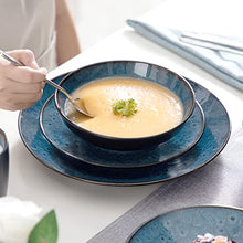 Load image into Gallery viewer, Bubble Blue Dinner Set, Reactive Glaze Dinnerware Tableware, 16-Piece D