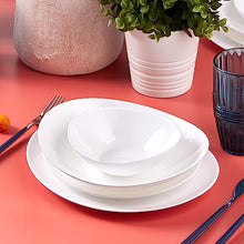 Load image into Gallery viewer, White Pure Glass Dinner Set - 24 Piece Oval Dinnerware Sets for 6 People