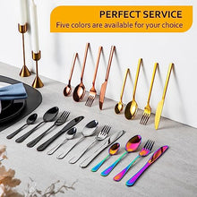 Load image into Gallery viewer, Velaze 24-Piece Rose Gold Silverware Set Cutlery Set