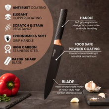 Load image into Gallery viewer, Kitchen Knife Block Set Copper 5 Piece Set
