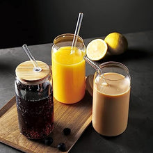 Load image into Gallery viewer, Premium Glass Cup with Bamboo Lids and Glass Straws