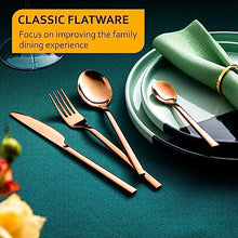 Load image into Gallery viewer, Velaze 24-Piece Rose Gold Silverware Set Cutlery Set