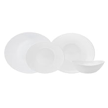 Load image into Gallery viewer, White Pure Glass Dinner Set - 24 Piece Oval Dinnerware Sets for 6 People
