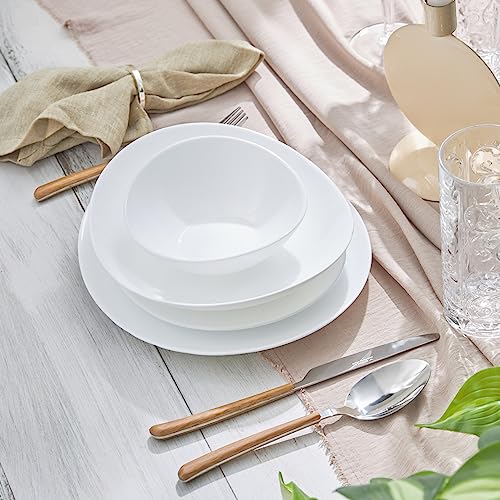 White Pure Glass Dinner Set - 24 Piece Oval Dinnerware Sets for 6 People