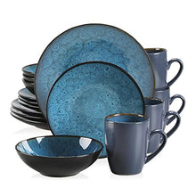 Load image into Gallery viewer, Bubble Blue Dinner Set, Reactive Glaze Dinnerware Tableware, 16-Piece D
