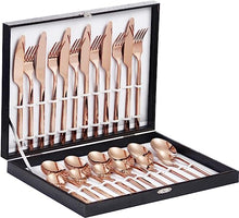 Load image into Gallery viewer, Velaze 24-Piece Rose Gold Silverware Set Cutlery Set
