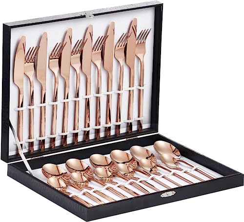 Velaze 24-Piece Rose Gold Silverware Set Cutlery Set