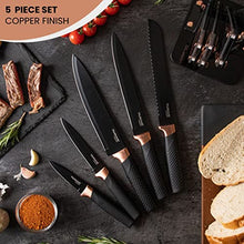 Load image into Gallery viewer, Kitchen Knife Block Set Copper 5 Piece Set
